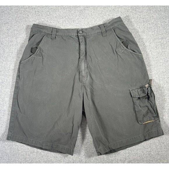 Vintage Sideout Shorts Size 38 Mens Cargo Army Grunge Y2K Pockets Zip Beige - Picture 1 of 12